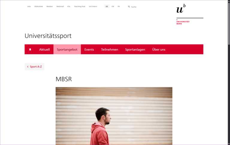 Universit&auml;t Bern: Achtsamkeitstraining (MBSR) f&uuml;r Studierende und Mitarbeitende&nbsp;